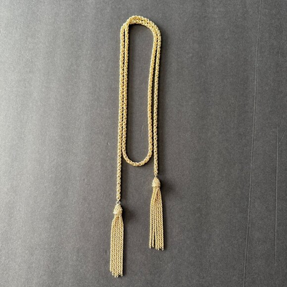 RARE Kendra Scott Gold Rope Lariat Necklace Tassel Adjustable Elegant Statement - Picture 10 of 14